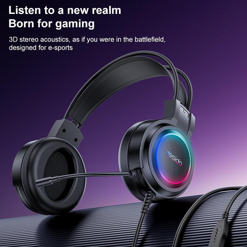 Usb Wired Rgb Gaming Headset With Mic 1.2M Cable Black