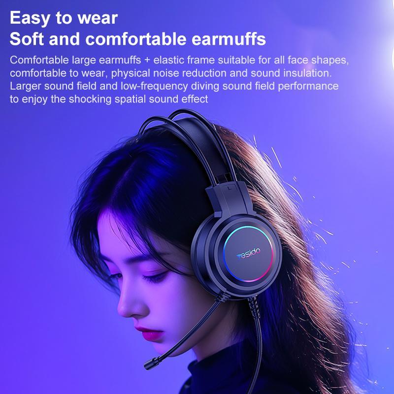 Usb Wired Rgb Gaming Headset With Mic 1.2M Cable Black