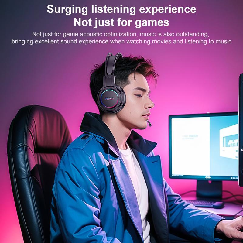 Usb Wired Rgb Gaming Headset With Mic 1.2M Cable Black