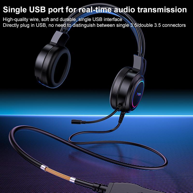 Usb Wired Rgb Gaming Headset With Mic 1.2M Cable Black