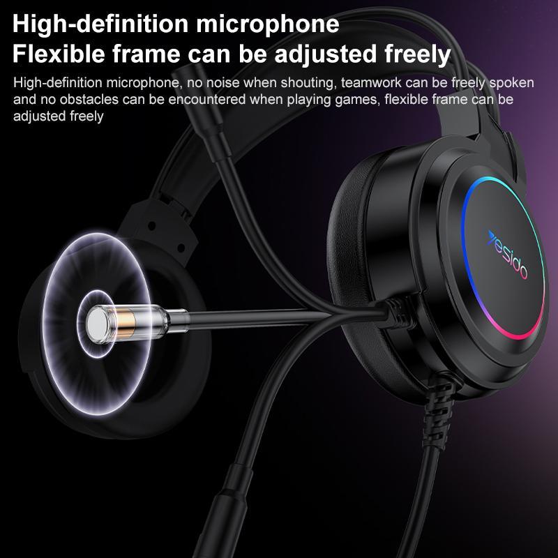 Usb Wired Rgb Gaming Headset With Mic 1.2M Cable Black