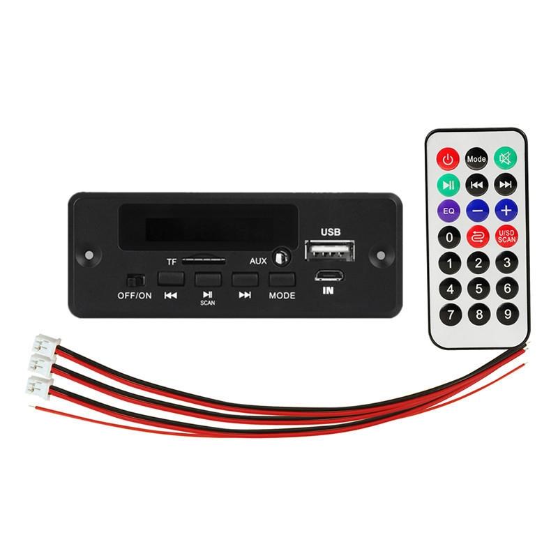 12V Mp3 Decoding Board W / Power Amp &amp; Bluetooth - Record Calls - Black