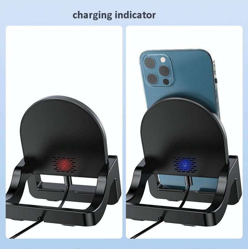 15W Vertical Wireless Fast Charger With Phone Holder - Black