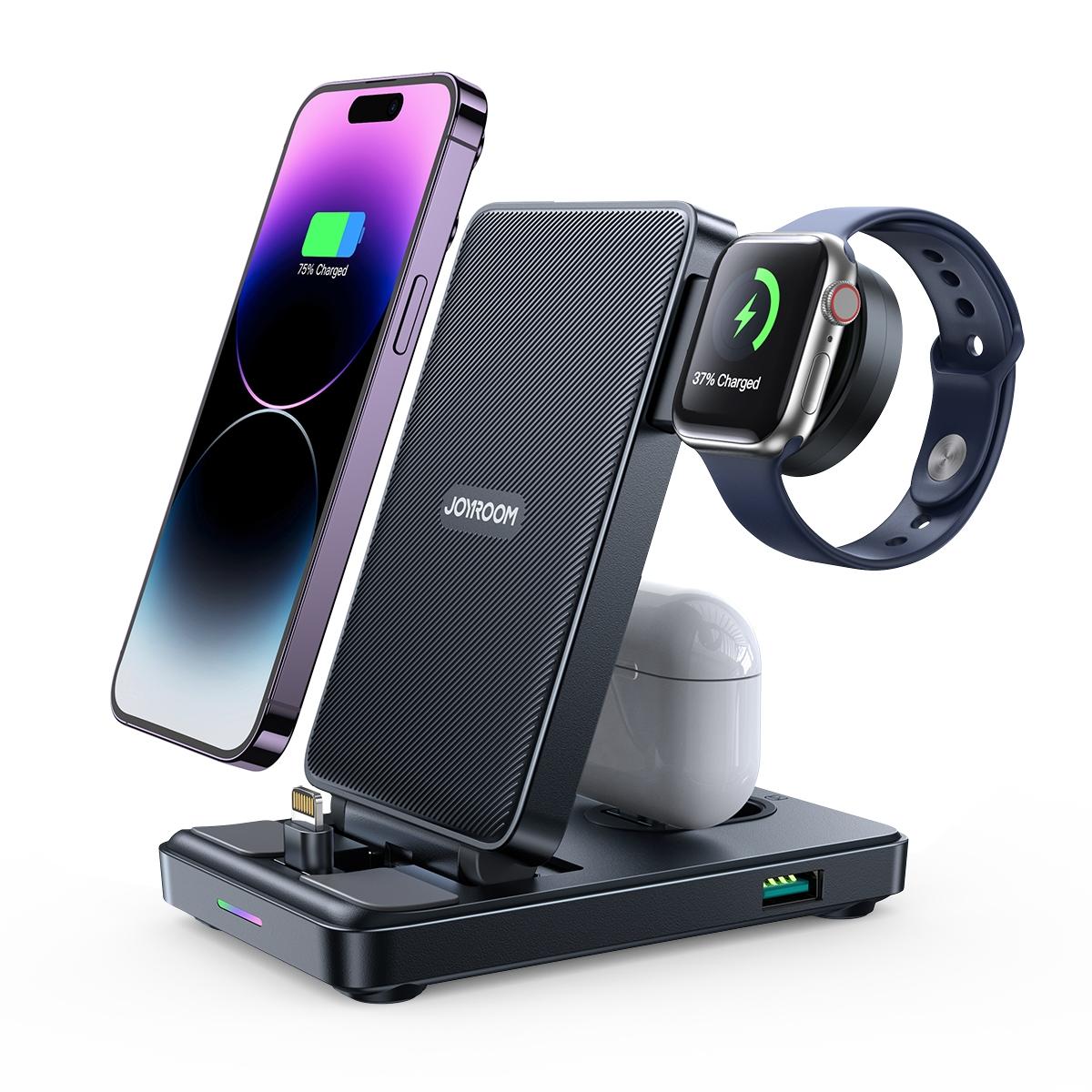 4 In 1 Wireless Charging Stand For Iphone / Airpods / Apple Watch Black