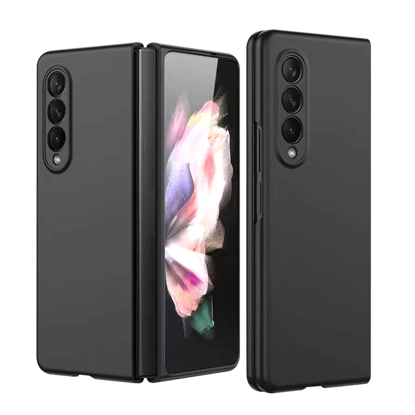 For Samsung Galaxy Z Fold4 5G Foldable Metal-Look Phone Case - Black