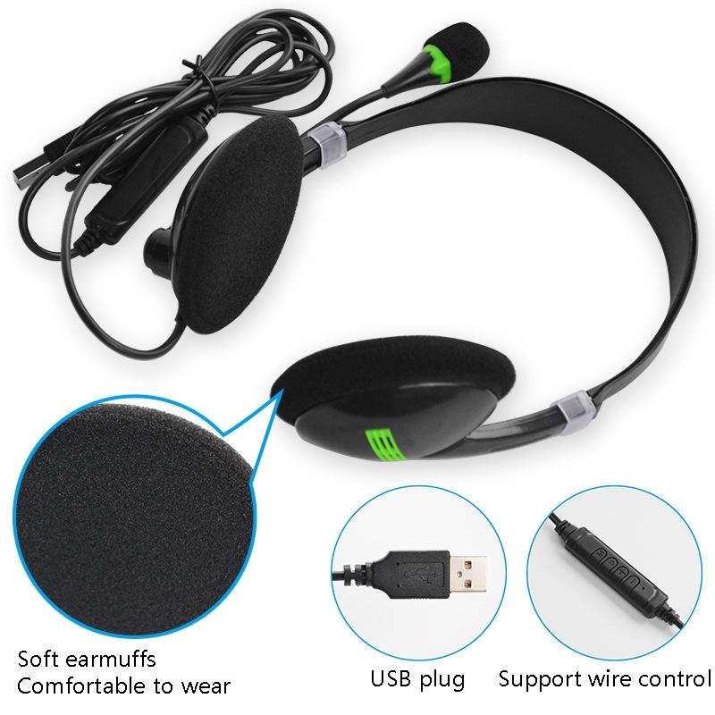 Universal Usb Headphones Black
