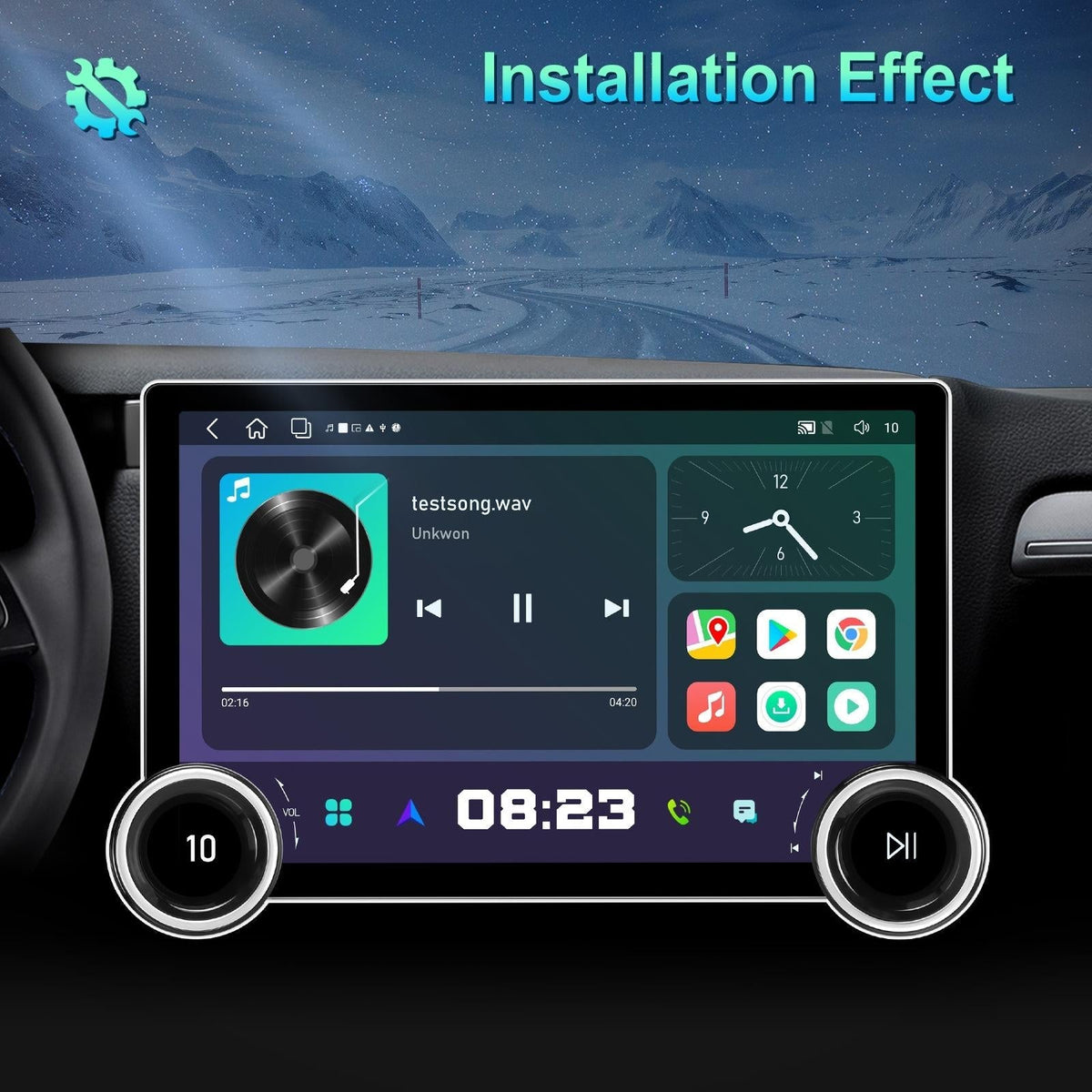 11.8 Inch Android Carplay Player - 4 + 64G - Dual Knob - Reversing Image