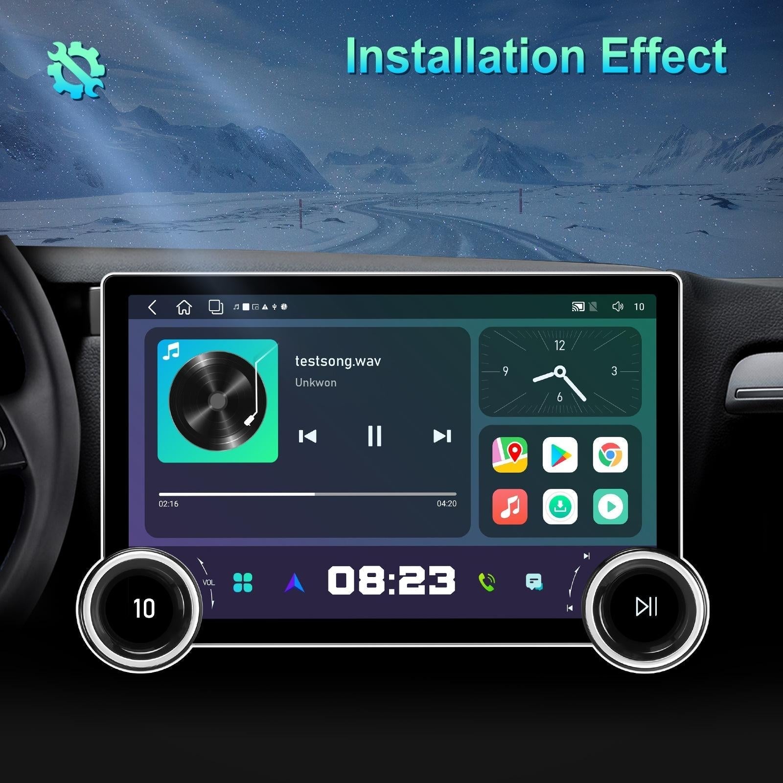 11.8 Inch Android Carplay Player - 4 + 64G - Dual Knob - Reversing Image