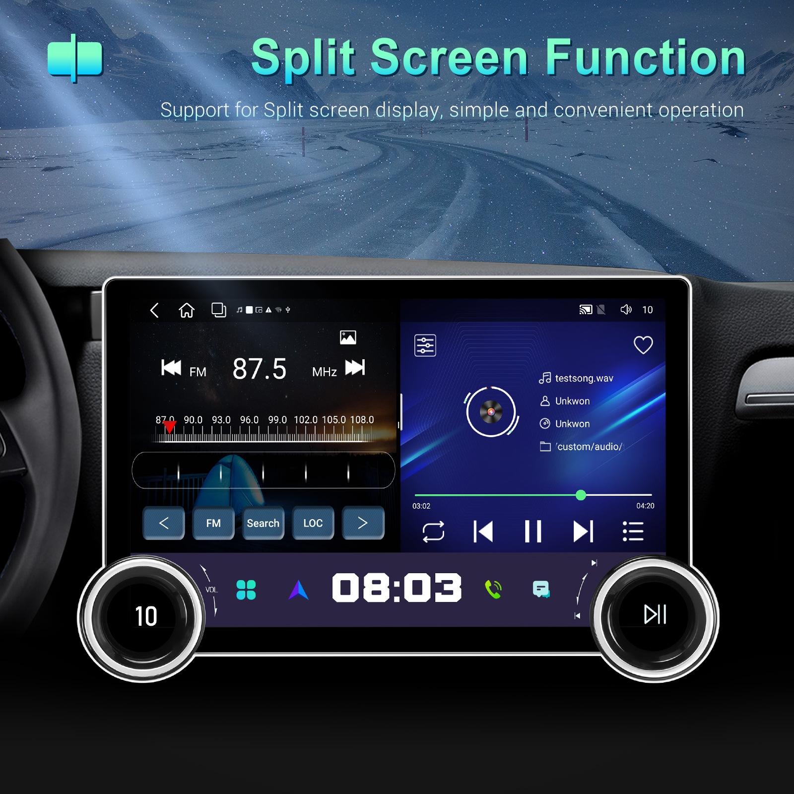 11.8 Inch Android Carplay Player - 4 + 64G - Dual Knob - Reversing Image