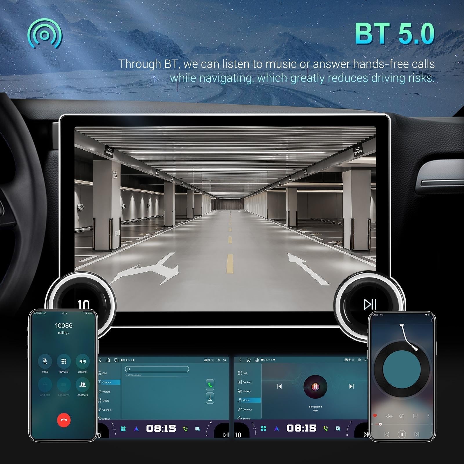 11.8 Inch Android Carplay Player - 4 + 64G - Dual Knob - Reversing Image