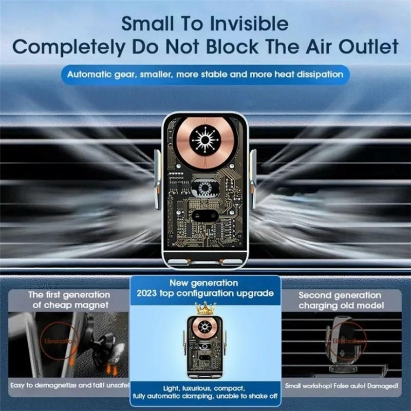 15W Fast Wireless Charger With Infrared Sensor For C10 Car Navigation - Transparent Stand - Gray