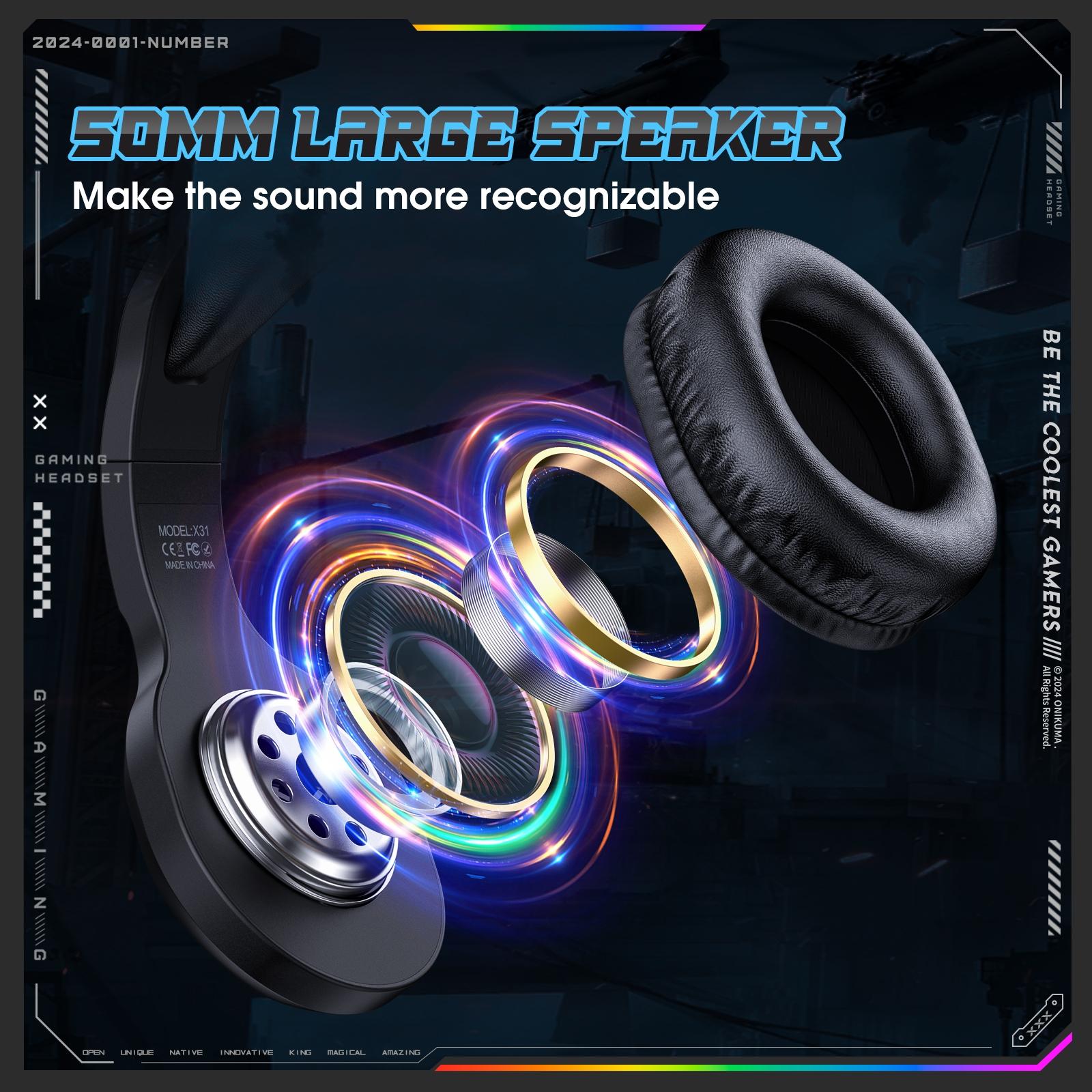 Rgb Gaming Headset With Mic 2.2M Cable Black