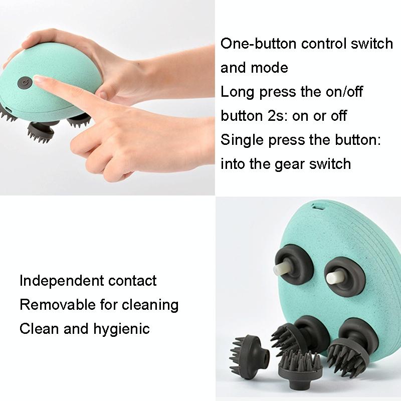 Compact Electric Head Massager Fits All Hair Types - Blue