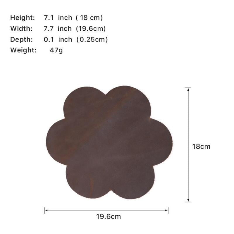 Crazy Horse Leather Retro Petal Mouse Pad Coffee