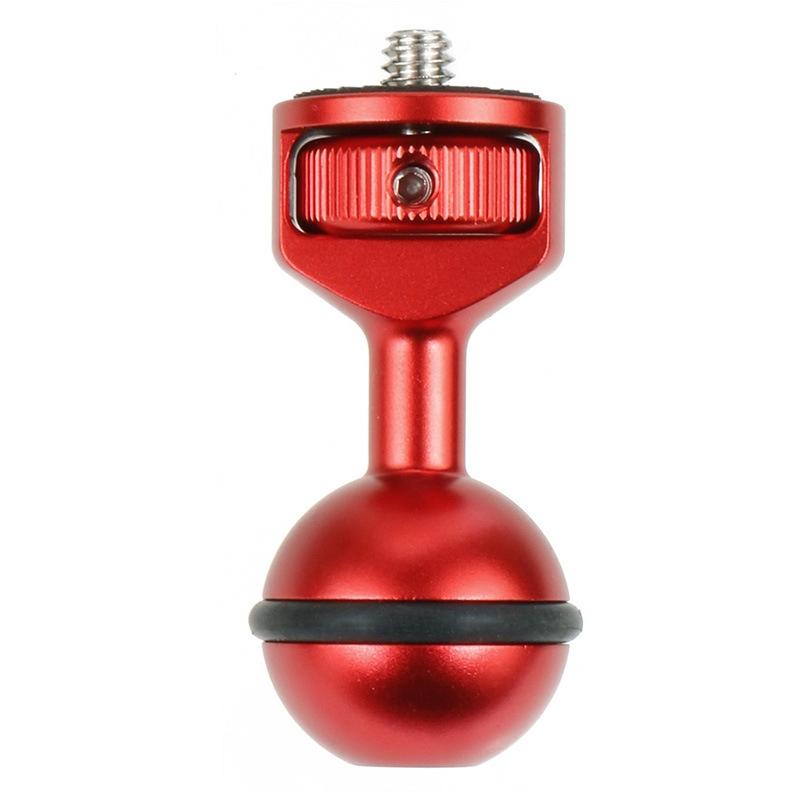 Universal 2.5cm Ball Head Clip for Action and Underwater Cameras - Red