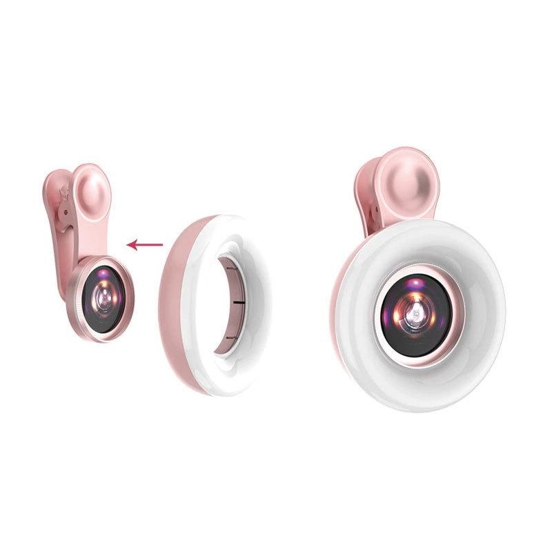 Selfie Light Macro Lens for Mobile Beauty Makeup - Pink
