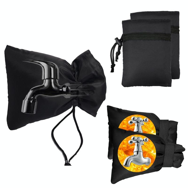 Outdoor Faucet Frost Protection Cover - Oxford Cloth Hook and Loop Fastener Black