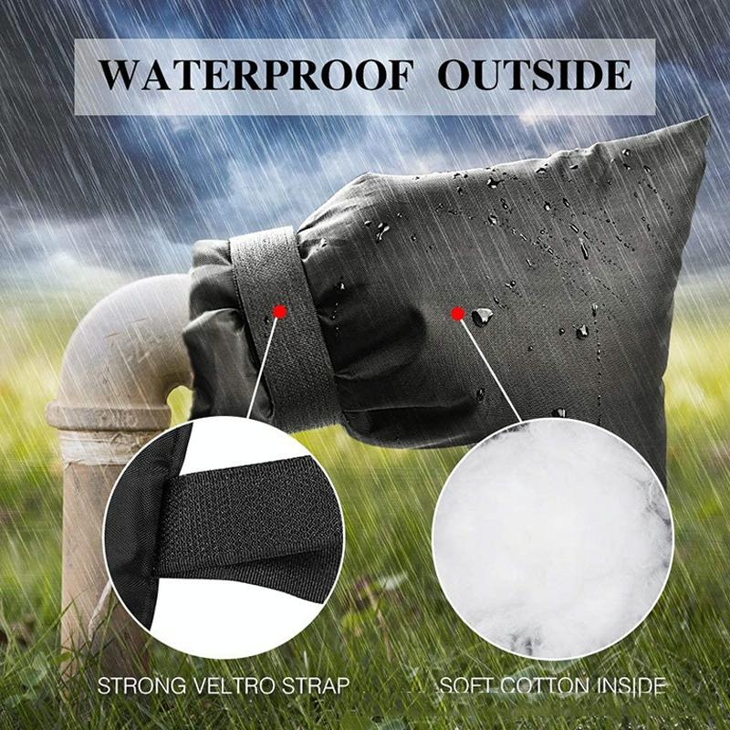 Outdoor Faucet Frost Protection Cover - Oxford Cloth Hook and Loop Fastener Black