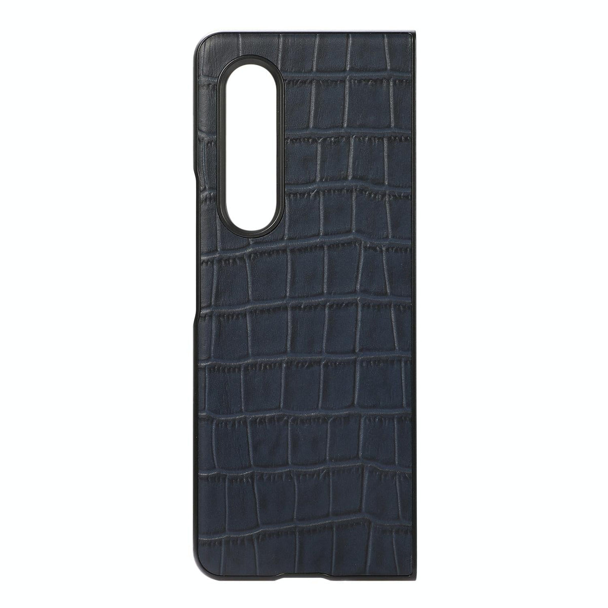 For Samsung Galaxy Z Fold4 5G Genuine Leather Crocodile Texture Phone Case - Black
