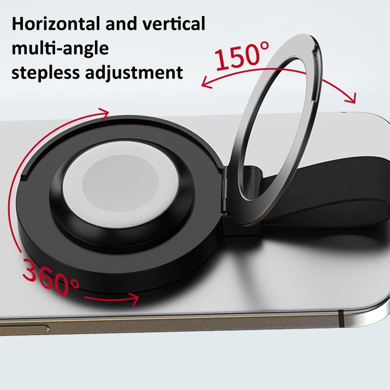 3 In 1 Magnetic Wireless Charger With Phone Ring Black