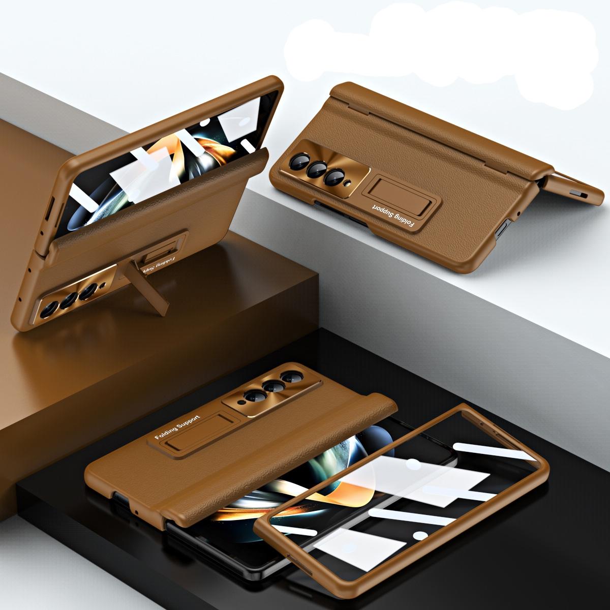 For Samsung Galaxy Z Fold4 5G Foldable Full Body Case - 360 Degree Folding - Coffee