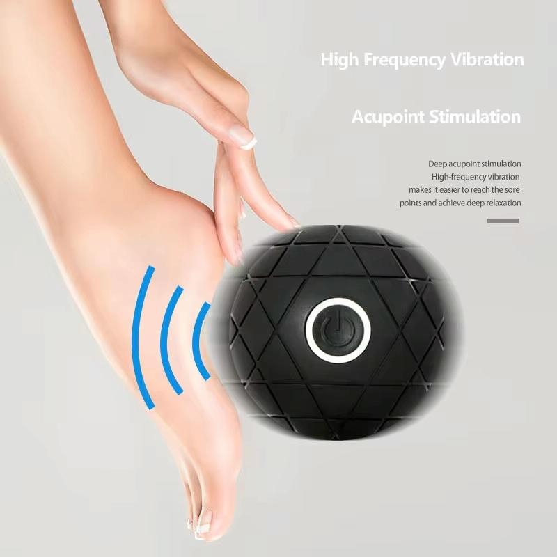 Rechargeable 3D Vibrating Massage Ball For Muscle Relaxation And Fitness Black