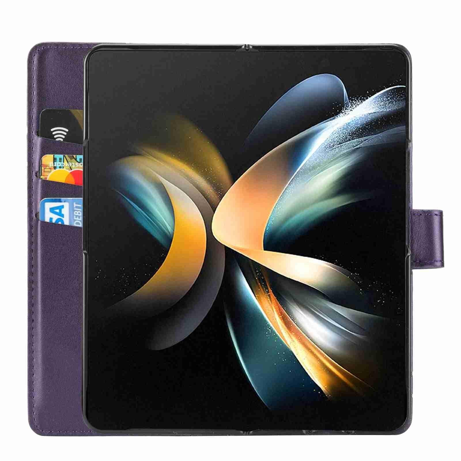 For Samsung Galaxy Z Fold4 5G Embossed Pu Leather Phone Case - Blue