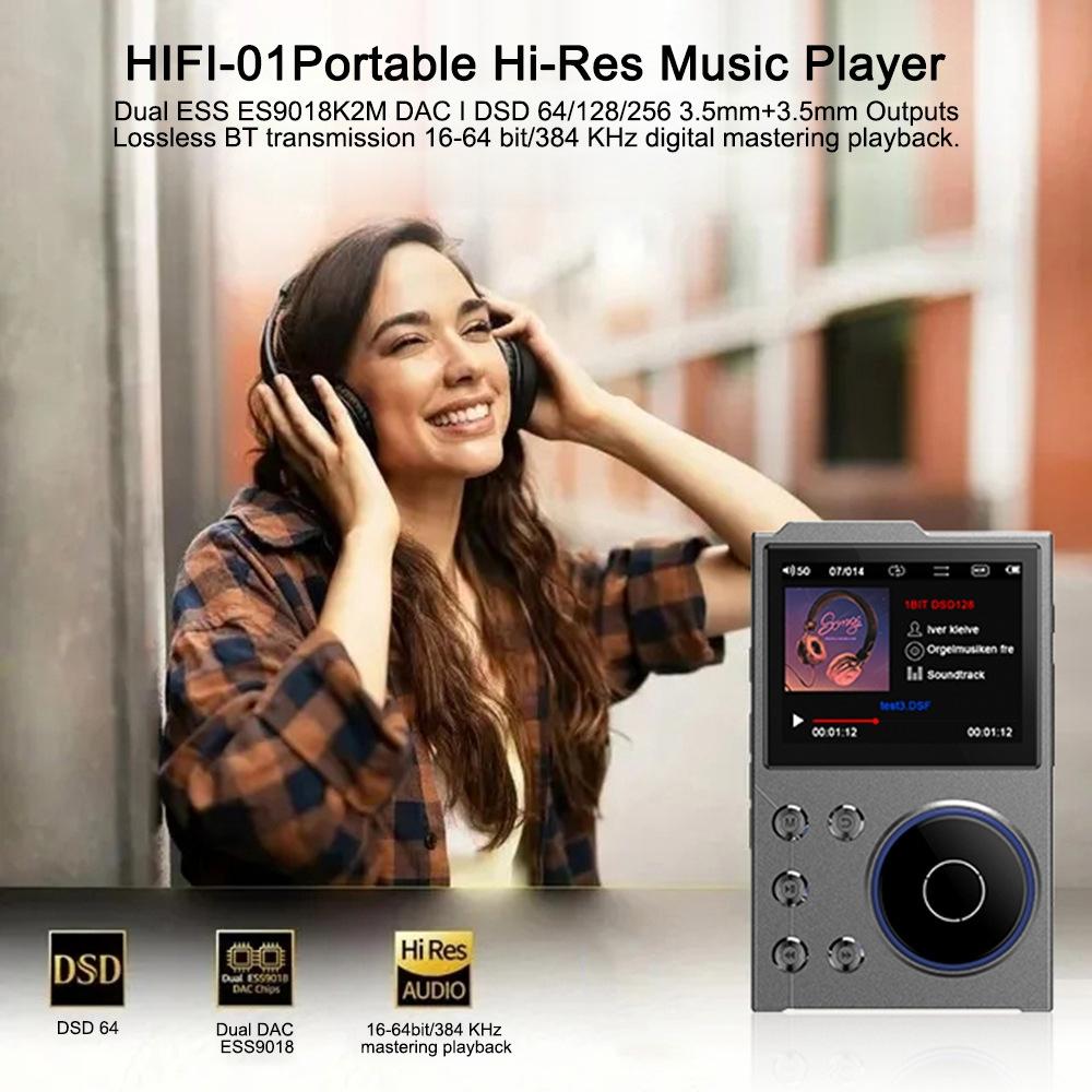 2.4 Inch Hifi Bluetooth Music Player Dsd256 Mastering Sound Quality 16Gb+16Gb Memory - Gray - 16Gb