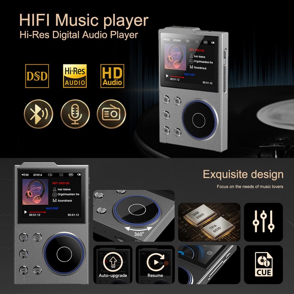 2.4 Inch Hifi Bluetooth Music Player Dsd256 Mastering Sound Quality 16Gb+16Gb Memory - Gray - 16Gb