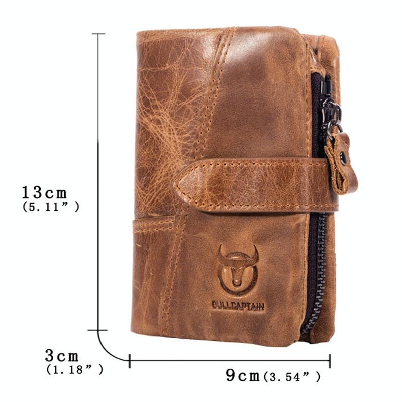 Men Vertical Cowhide Wallet with Rfid Blocking - Coffee