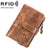 Men Vertical Cowhide Wallet with Rfid Blocking - Coffee