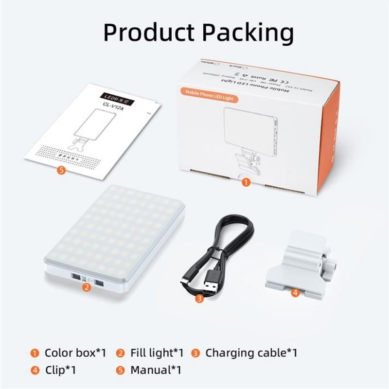 Portable Led Fill Light for Phone Laptop and Video Conferencing - Black