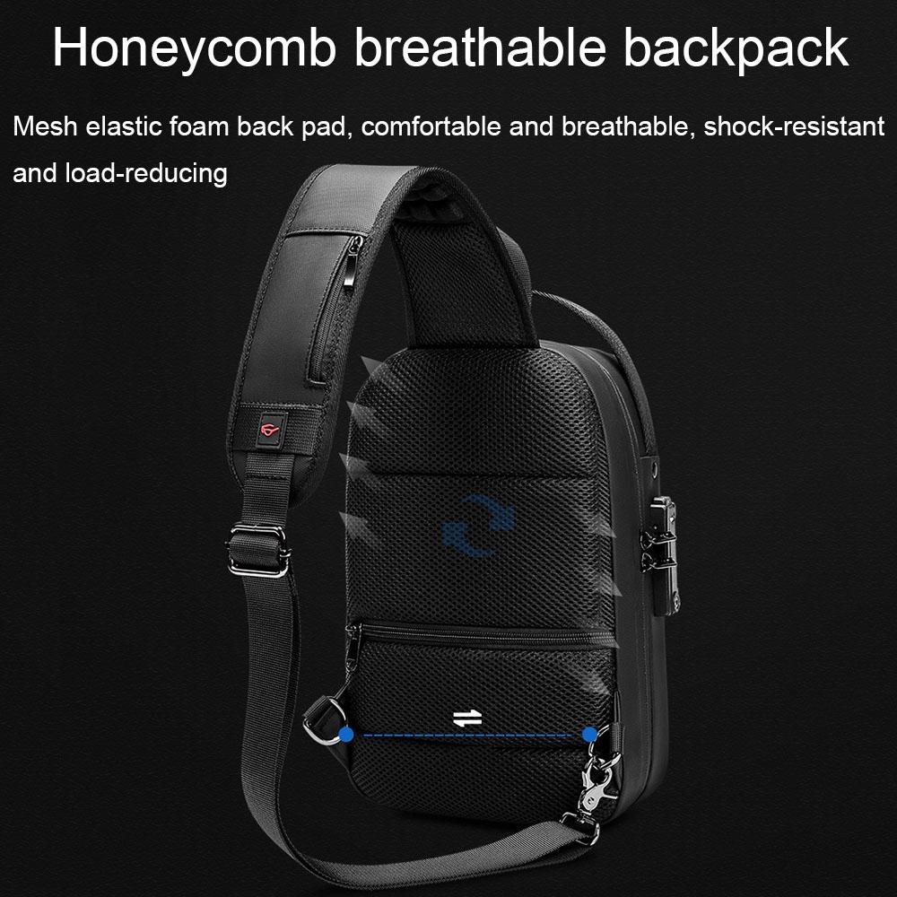 Waterproof Chest Bag Usb Port Lightweight Outdoor Shoulder Messenger Bag