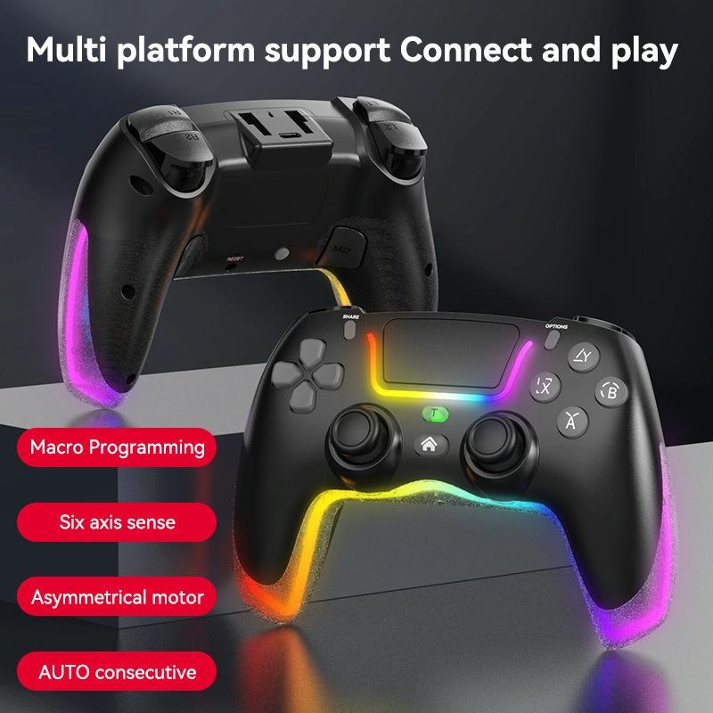 Wireless Bluetooth Grip For Ps4 With Dazzling Colour Light - Black