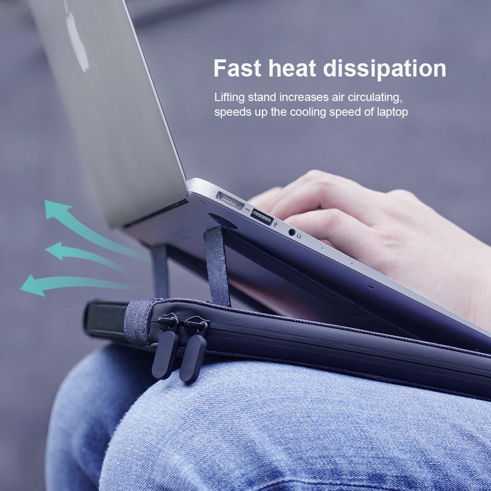 14 Inch Multifunctional Laptop Storage Bag with Holder - Black