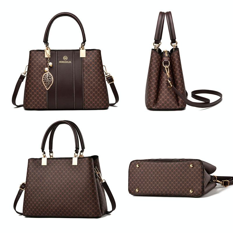 Large Capacity Summer Lady Handbag - Colourblock Shoulder / Crossbody - Coffee