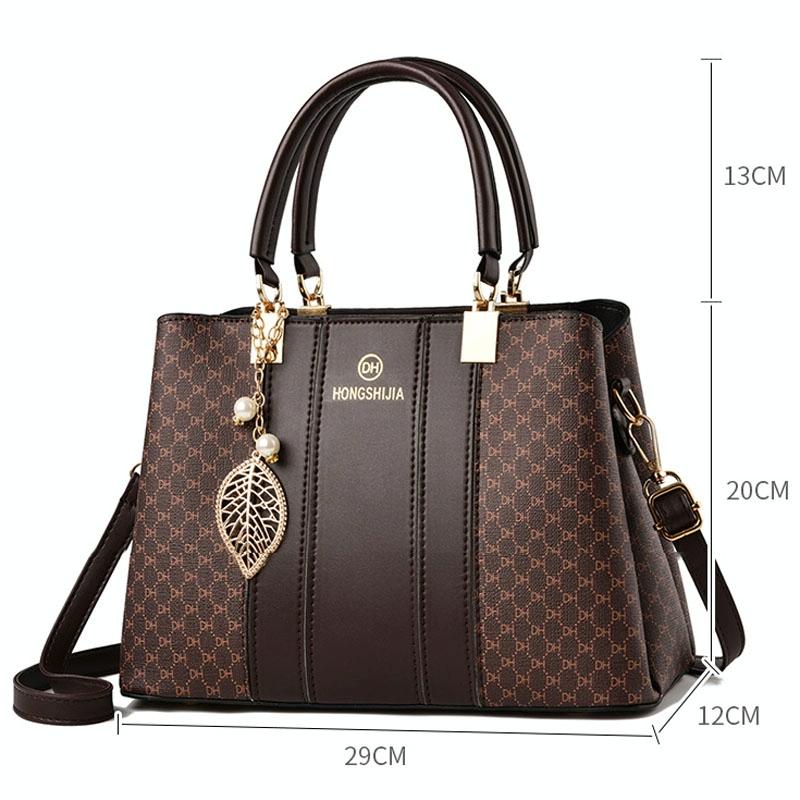 Large Capacity Summer Lady Handbag - Colourblock Shoulder / Crossbody - Coffee