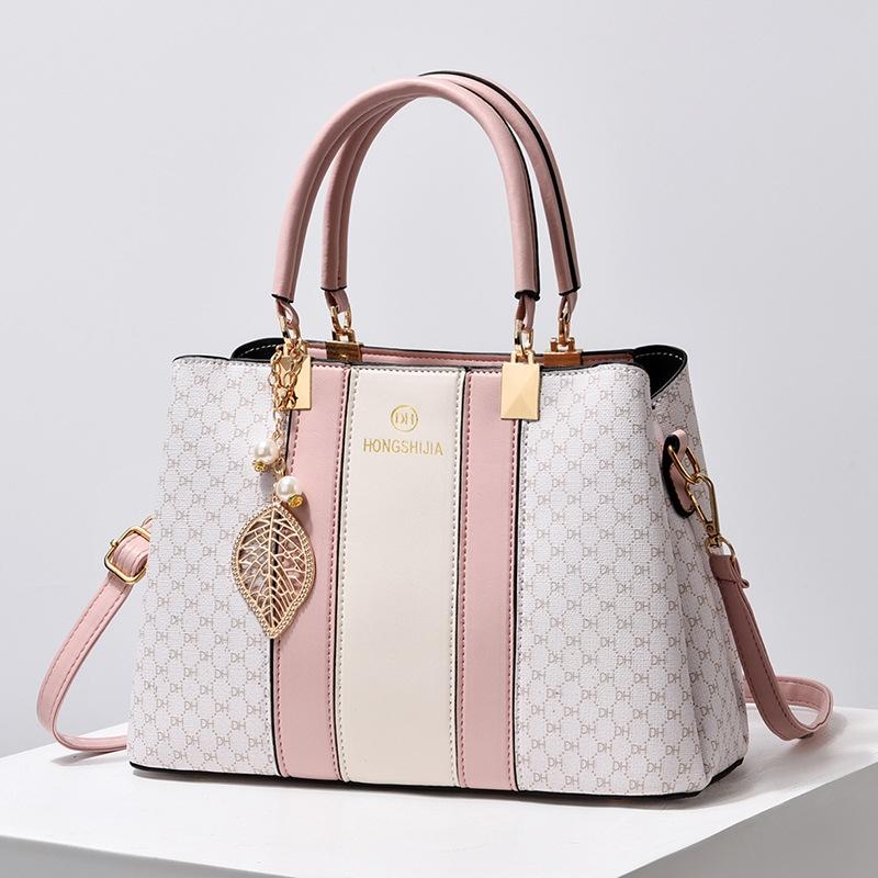 Large Capacity Summer Lady Handbag - Colourblock Shoulder / Crossbody - Coffee