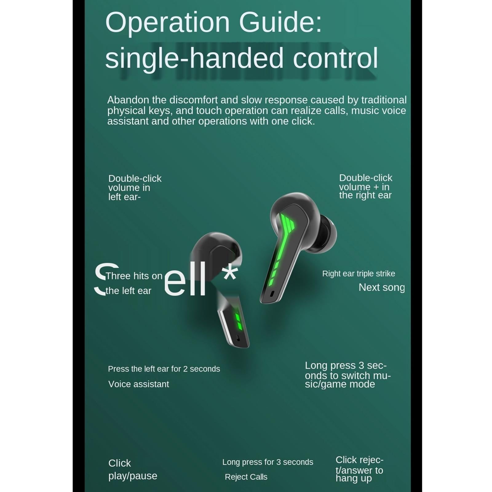 Wireless Gaming Bluetooth Earphones - Black