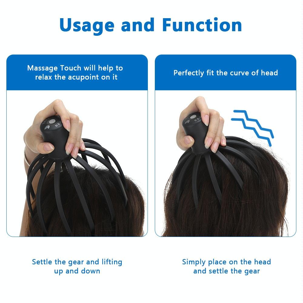 Vibrating Scalp Massager For Stress Relief Black