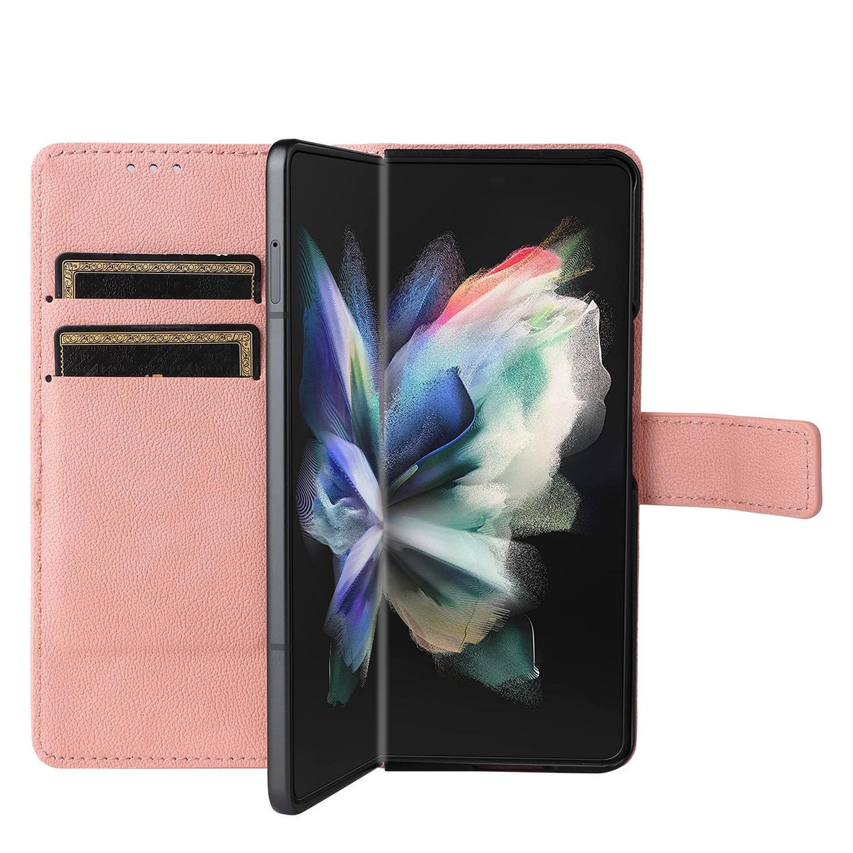 For Samsung Galaxy Z Fold4 5G Leather Flip Case With Pen Slot - Mint Blue