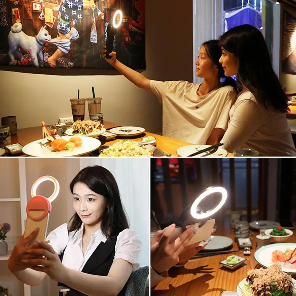 Clip-on Half-ring Fill Light for 10cm Mobile Phones - Pink