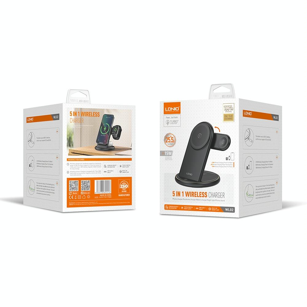 25.5W 5 In 1 Magsafe Wireless Charger + Type C Cable