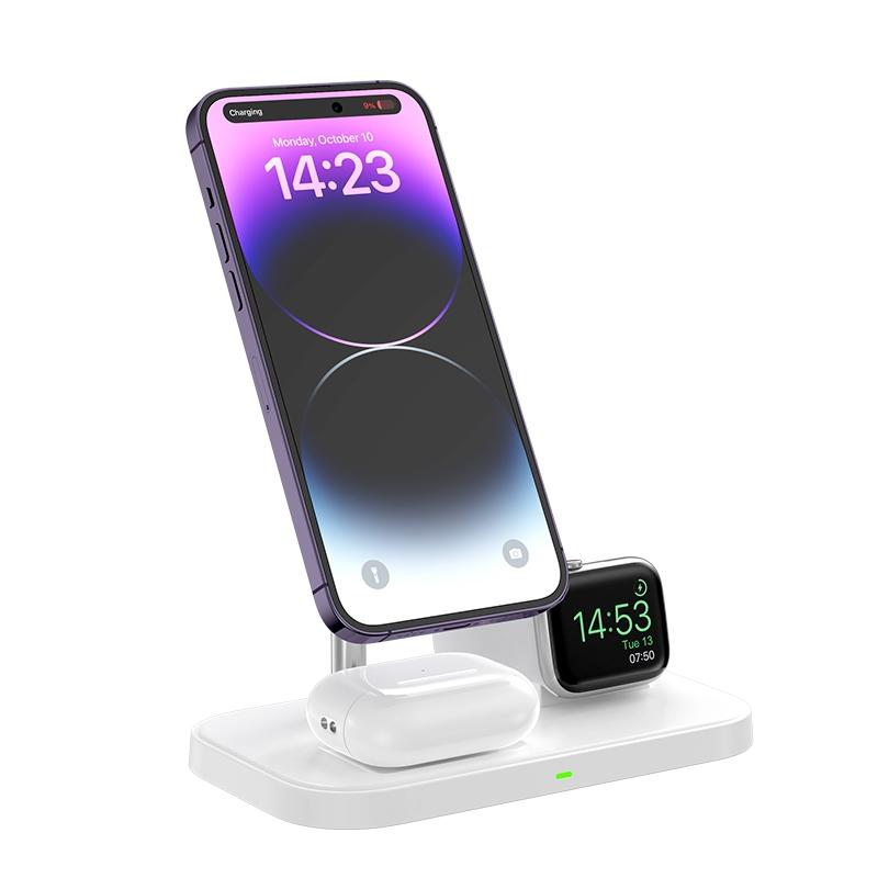 3 In 1 Magnetic Wireless Charger For Iphone &amp; Airpods - White