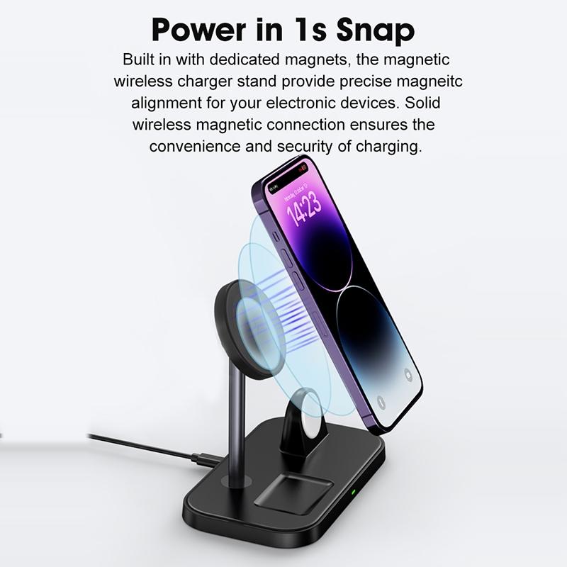 3 In 1 Magnetic Wireless Charger For Iphone & Airpods - White