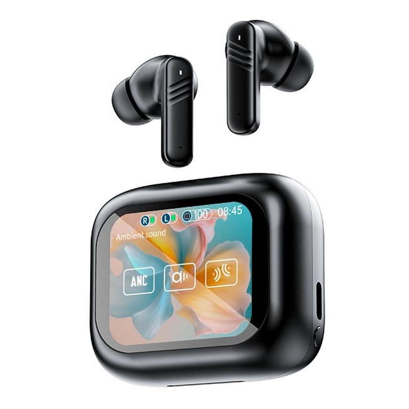 Wireless Bluetooth Earphones with Touch Screen Anc and Dual Noise Reduction - Black