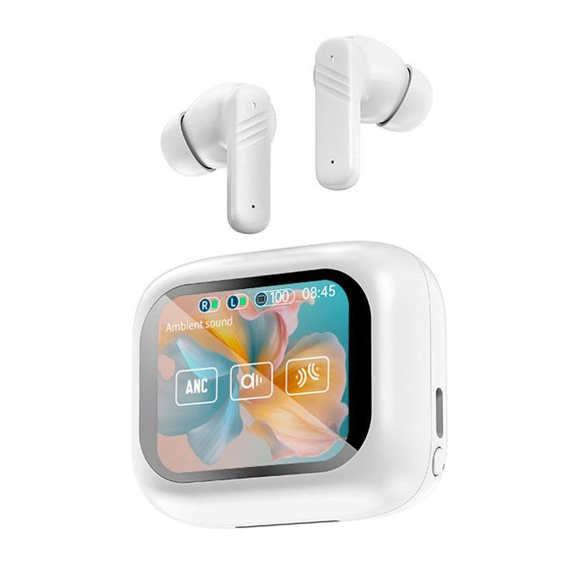 Wireless Bluetooth Earphones with Touch Screen Anc and Dual Noise Reduction - Black