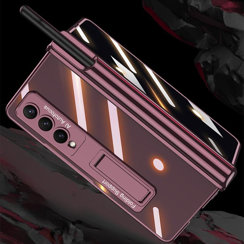For Samsung Galaxy Z Fold4 5G Foldable Magnetic Privacy Case With Pen Holder - Fits 4Th Generation Ipad - Champagne Gold
