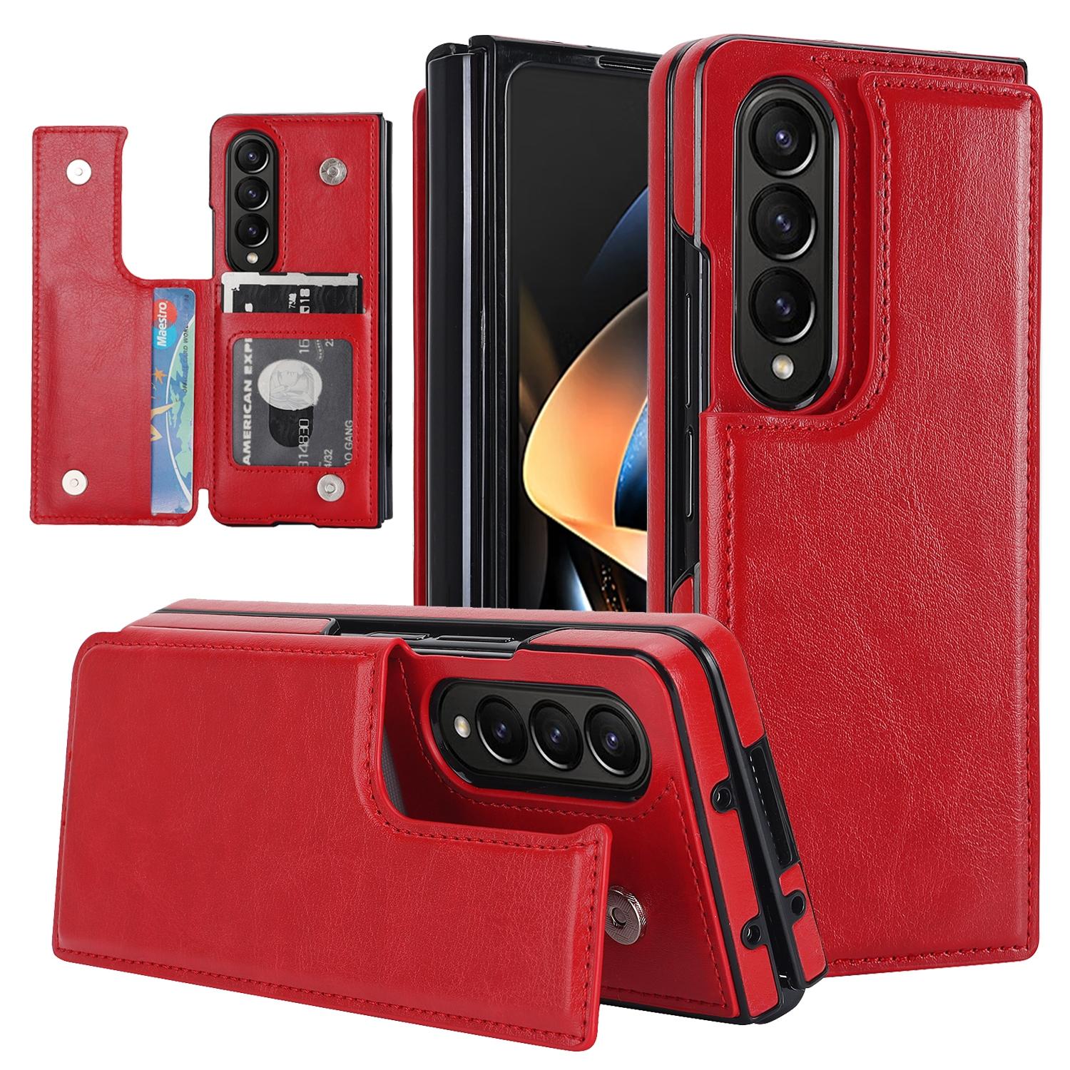 For Samsung Galaxy z Fold4 5G Foldable Phone Case with Double Buckle Card Slot - White