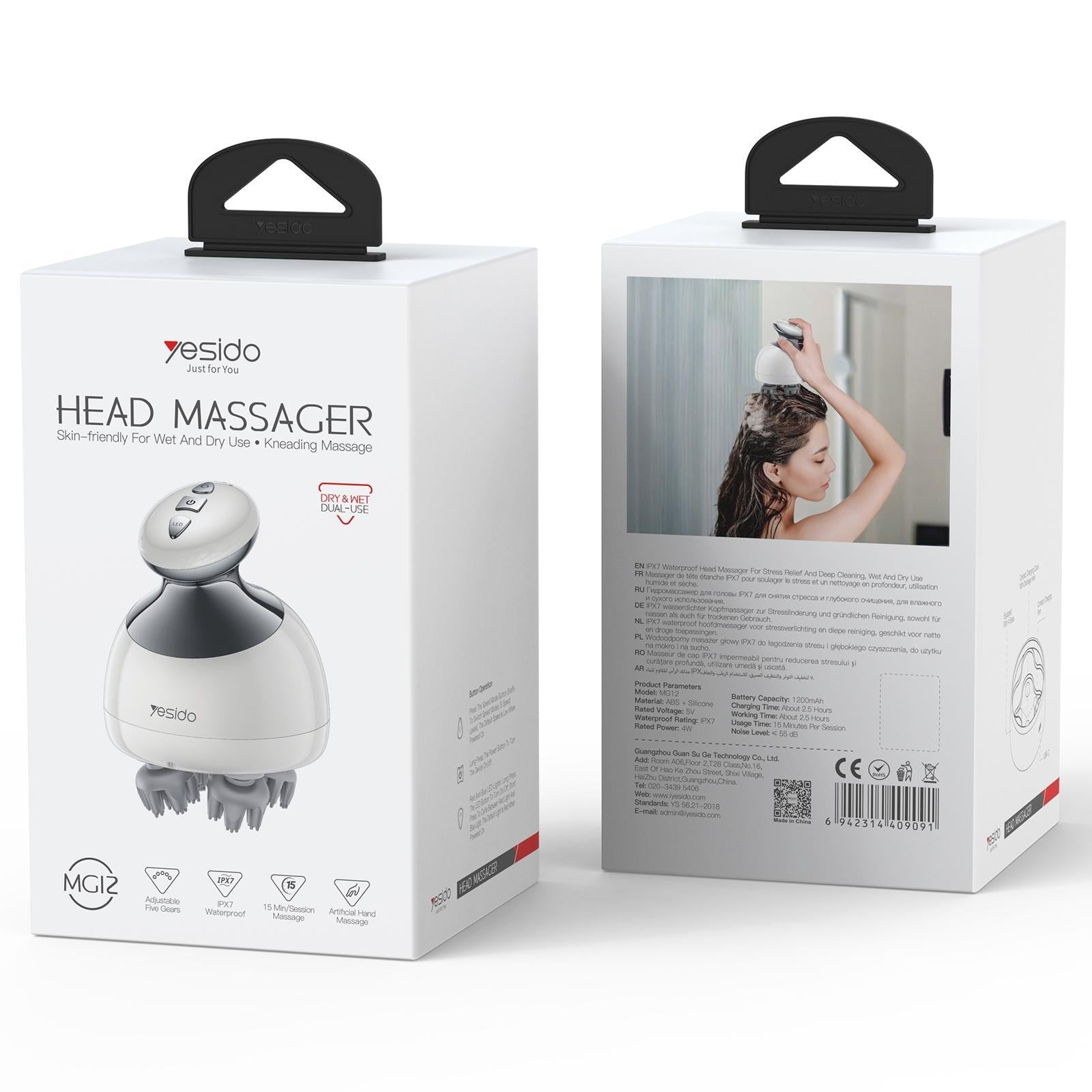 Yesido Mg12 Waterproof Head Massager White